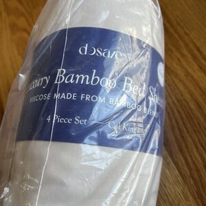 Dosaze Luxury Bamboo Bed Sheets Cal‎ King 4 Piece Cream Luxuriously Soft & Cool